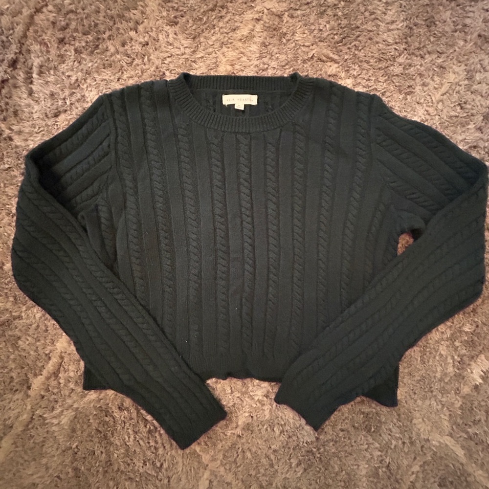 PacSun x LA Hearts Dark Green Cable Knit Sweater
